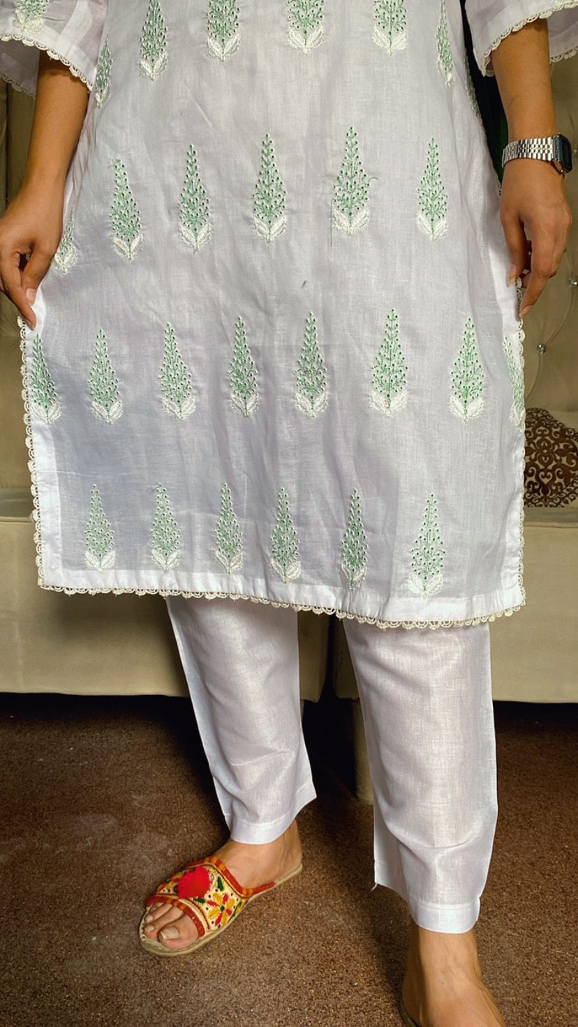Green Embroidered 3 Piece Set for Stylish Wardrobe Enhancements