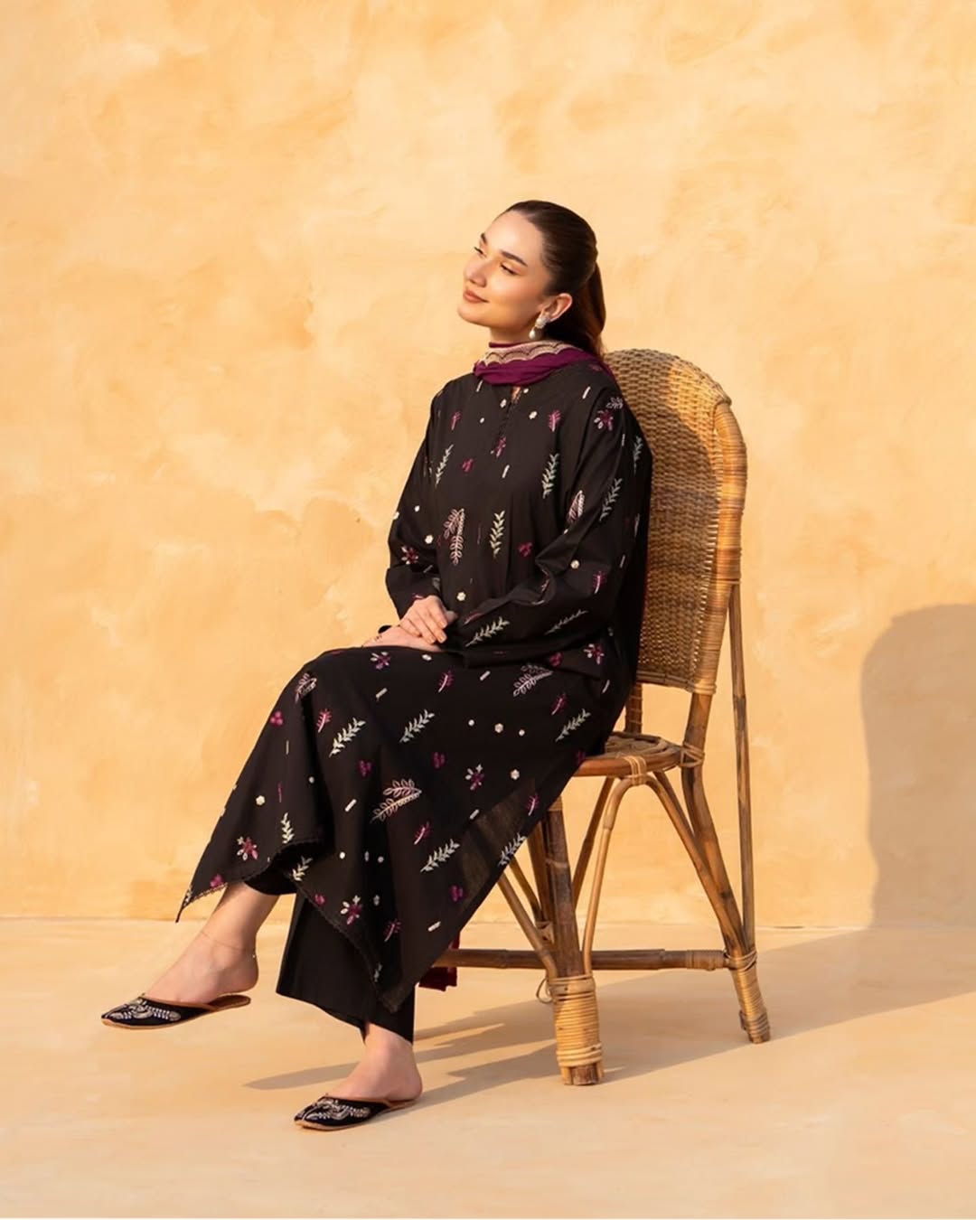 Black Aura Embroidered Set - Stylish 2Pc Ensemble