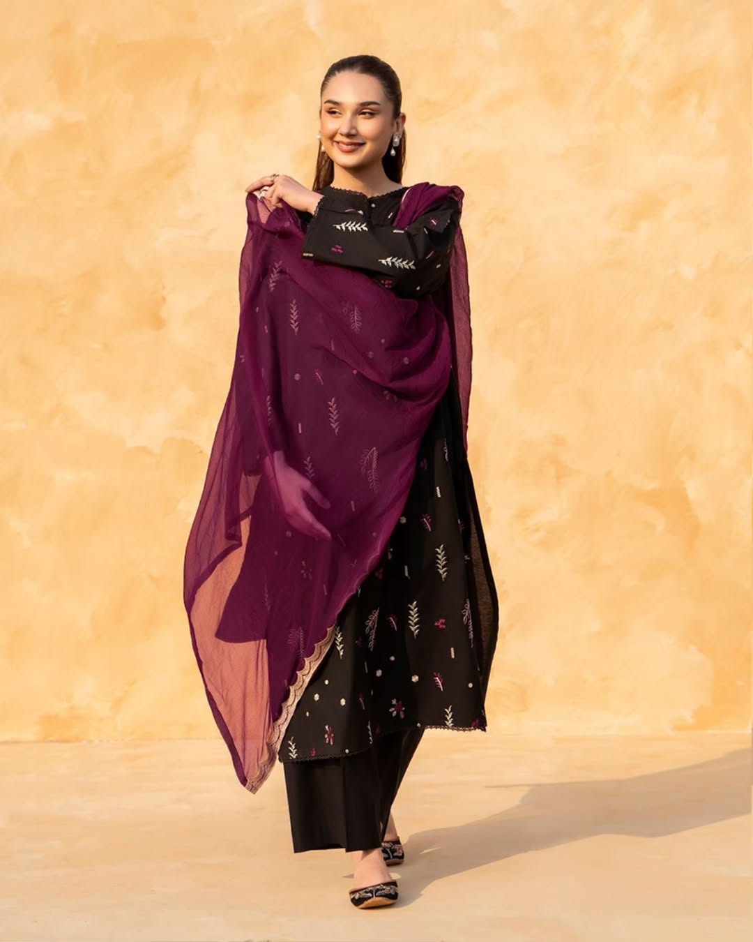 Black Aura Embroidered Set - Stylish 2Pc Ensemble