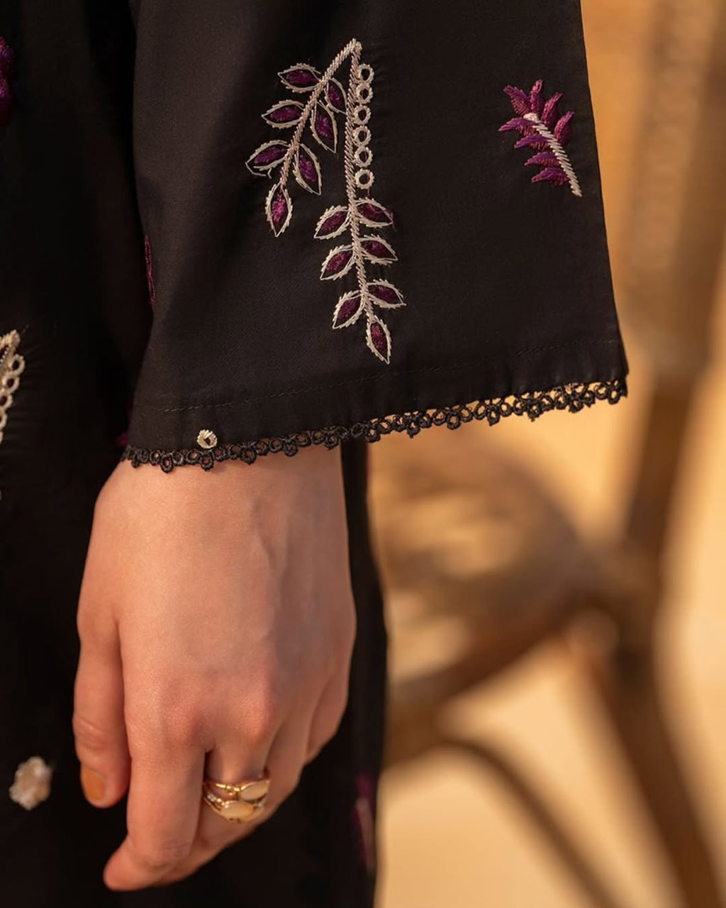 Black Aura Embroidered Set - Stylish 2Pc Ensemble