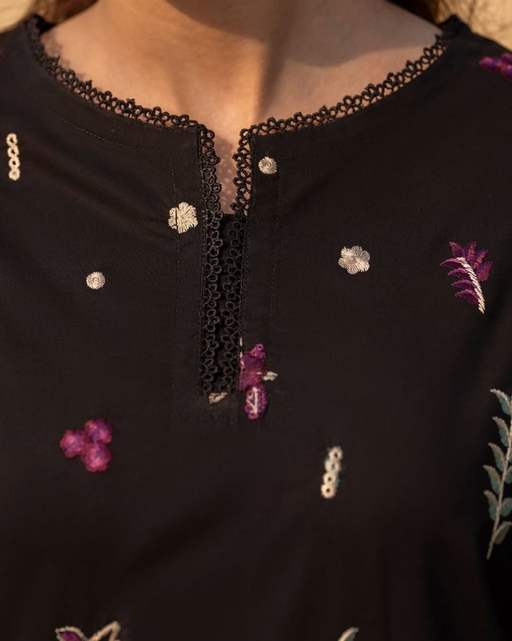 Black Aura Embroidered Set - Stylish 2Pc Ensemble