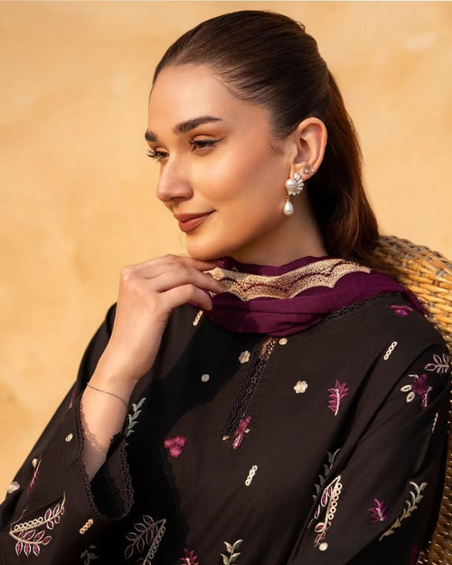 Black Aura Embroidered Set - Stylish 2Pc Ensemble